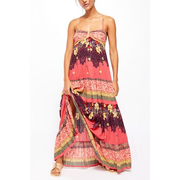 Free People Dresses & Skirts - Free People Give A Little Boho Maxi Dress Floral in Pink Multi Size Medium